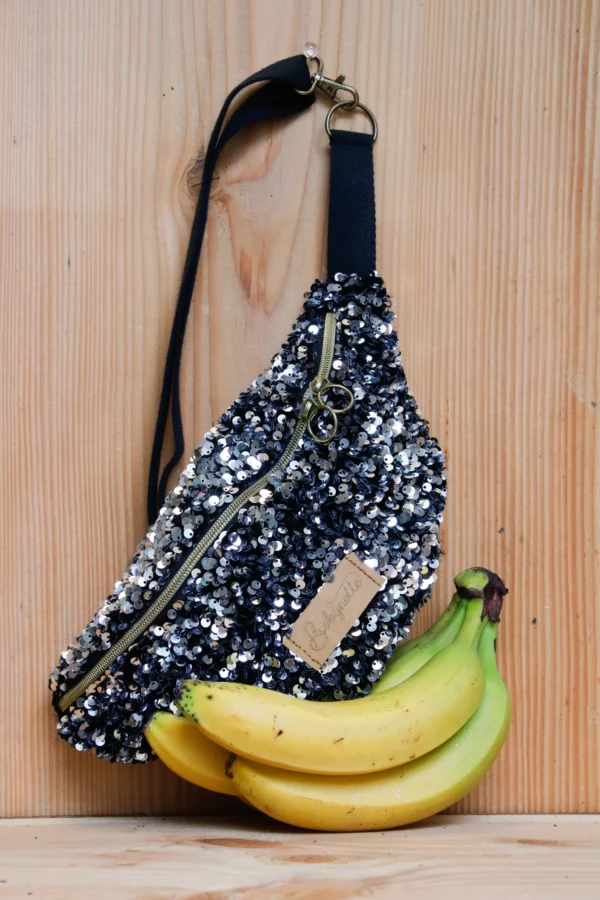 sac Banane bobynette enfant sequins argenté