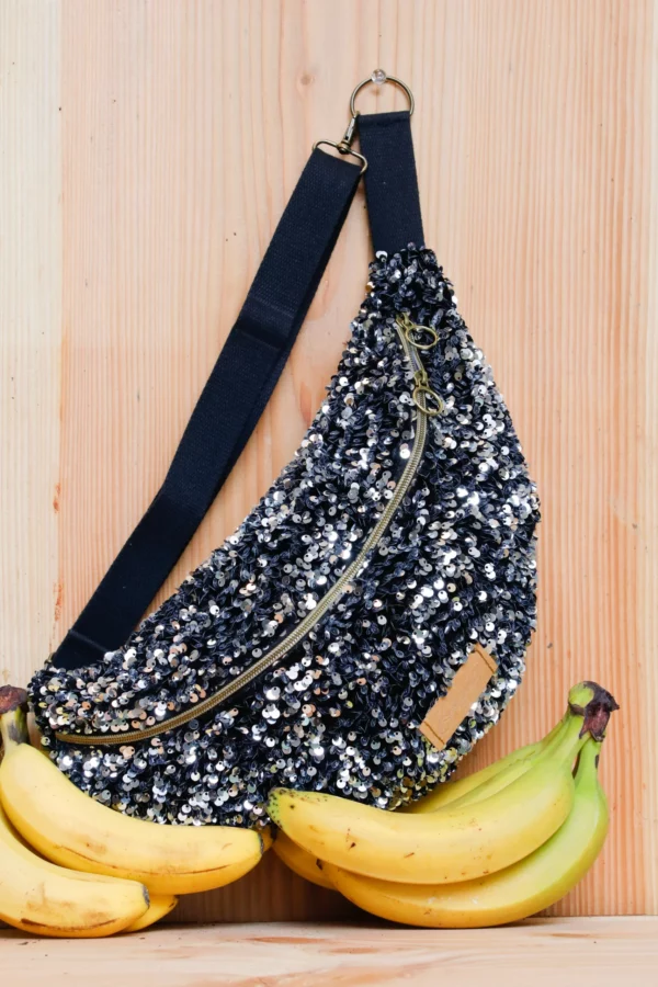 sac Banane bobynette sequins argenté