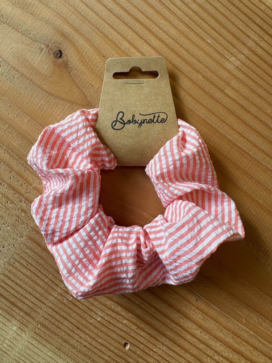 chouchou rayure blanc et rose